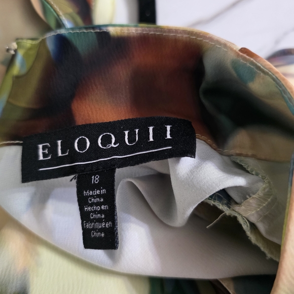 Eloquii  Satin Wide Sleeve Multicolor Abstract Dress Women 18 - Picture 8 of 8